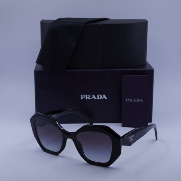 Prada PR16WS 1AB5D1 Sunglasses Black Geometric Frame, Grey Gradient Lenses - Picture 11 of 11